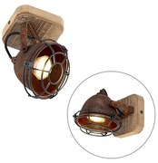 Dönthető ipari reflektor rozsdabarna fával - Gina