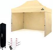 Árusító sátor 2x3 m SZUPER Acél | Felállítás 2 perc alatt - plusz 3 oldalfal - Bézs