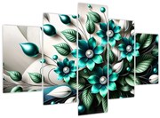 Kép - 3D türkiz virágok (150x105 cm)
