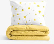Goldea pamut ágyneműhuzat duo - pitypangok, sárga hátoldal 140 x 200 és 70 x 90 cm