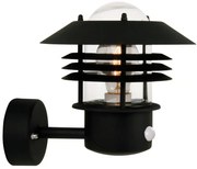 Nordlux - VEJERS kültéri fali lámpa mozgásérzékelővel 1xE27/60W/230V IP54 fekete