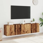 2 db antik fa színű falra szerelhető TV-szekrény 80 x 30 x 41cm