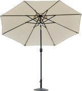 Outsunny Kerti Napernyő Φ270 x 245cm Kurblival és Dőléssel, LED Fényekkel és Napenergia Panellel, Krémszín | Aosom