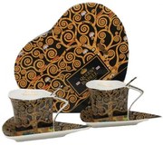 Klimt háromszögletű csésze aljjal 180 ml kanállal - 2 személyes készlet - Életfa - szív díszdobozban