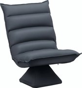 HOMCOM Padlószék Állítható Háttámlával, Forgatható Meditációs Szék, Fekvőfotel Nappaliba, Irodába, Mikroszálas Anyagból, Sötétszürke, 62 x 70 x 95 cm