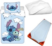 Disney Lilo és Stitch, A csillagkutya Blue Clouds gyerek, ovis ágyneműhuzat, derékalj és paplan/párna szett 100x135 cm 40x60 cm