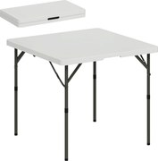 Outsunny Összecsukható Kempingasztal Magasságállítható Multifunkcionális Asztal Könnyű Oldalasztal Kert, Terasz, Erkély, Kemping, Piknik 86 x 86 cm Fe