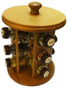 Magyar feliratos 12 részes üveg fűszertartó szett fa állvánnyal