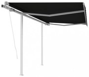 antracitszürke automata napellenző póznákkal 3,5 x 2,5 m