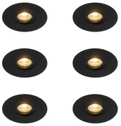 6 db Modern süllyesztett folt fekete 12 cm - Buco