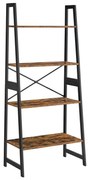 Könyvespolc bambusz kerettel, álló polc, rusztikus barna 63x34x137cm
