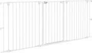 PawHut Acél Kutyaelzáró 206x90 cm Pet Gate Összecsukható 3 Panel Kettős Zárral és Segéd Zárási Funkcióval Ajtóra, Folyosóra, Lépcsőházba - Fehér | Aos