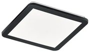 Négyzetes mennyezeti lámpa fekete 30 cm beépített LED-del, 3 fokozatú fényerő-szabályozóval, IP44 - Lope