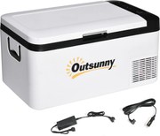 Outsunny Hordozható Elektromos Hűtő 18L 12/24V akár -20°C-ig Hűtőszekrény és Kompresszor Fagyasztó Autóba LED VILÁGÍTÁSSAL és Összecsukható Fogantyúkk