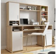 ELIAN íróasztal polccal, sonoma tölgy/fehér