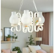 Brilagi - Láncos csillár QUEEN 4xE14/40W/230V bükk/krémszínű