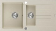 Mexen Matias 1,5 rekeszes, csepegtetővel ellátott gránit mosogató, 900 x 505 mm, bézs, króm szifon - 6502901505-69
