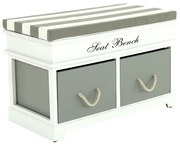 Lóca párnával, 2 fiók, fehér/szürke, SEAT BENCH 2 NEW