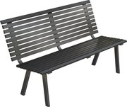 Outsunny 3 személyes időjárásálló fém kerti pad, lamellás dizájn, max. 240 kg teherbírás — 154 x 68 x 88 cm, fekete | Aosom