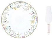 Porcelán tortatál lapáttal 32 cm Birds Melody