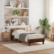 Ágykeret LED -es lámpákkal Régi fa 100 x 200 cm Faanyag