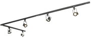 Ipari sínrendszer fekete 5 spotlámpával, 1 fázisú - Suplux
