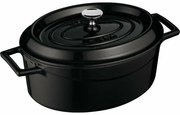 LAVA Metal Öntöttvas ovális fazék, fekete, 7 l,átmérő 31 cm