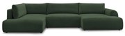 Sötétzöld kordbársony kinyitható sarokkanapé (jobb oldali-U alakú) Lucien – Bobochic Paris