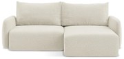 Krémszínű kinyitható-tárolóhelyes sarokkanapé (jobb oldali) Kalena – Makamii