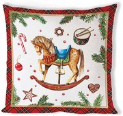 Karácsonyi hintalovas pamut párnahuzat 40x40 cm Christmas Toys