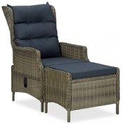 barna dönthető polyrattan kerti szék lábzsámollyal