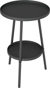 Outsunny Kerek 2-Szintes Kerti Asztal Kültéri Terasz Asztal Ø32x51 cm Alap Tálcával és Fém Kerettel Fekete | Aosom