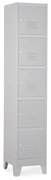 Fém szekrény - 5 doboz, 38 x 45 x 195 cm, fix lábakkal, hengerzár, világos szürke - ral 7035