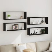 Fali Polcok 4 db Fekete Tölgy 80x15x26 cm Mérnöki Fa