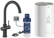 Mosogató csaptelep GROHE Red Duo leeresztőszeleppel bársony fekete 30083KS1