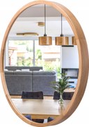 Fürdőszobai fali tükör Leja kerek fi575 Tölgy fa keretben Stílusos
