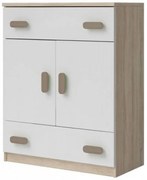 Smyk 03 Ifjúsági 2 ajtós fiókos komód sonoma - fehér- Választható színes fogantyúval N