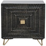 Mandala mintás fekete Éjjeliszekrény arany antikolással mangófa