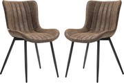 HOMCOM 2 db étkezőszék modern konyhai szék szintetikus burkolattal, puffos designnal és fém lábakkal, nappaliba, étkezőbe, hálószobába, barna | Aosom