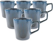 6 darabos kerámia bögrés készlet Rustik 410 ml, kék