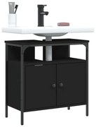 fekete szerelt fa fürdőszobai mosdószekrény 60 x 30 x 60 cm