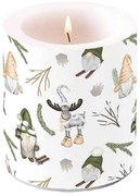 Karácsonyi átvilágítós viasz gyertya 10x10 cm Forest gnomes