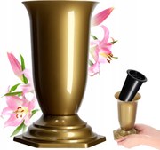 Váza Flakon Temetőbe 23cm Művirág Sír Arany Betét