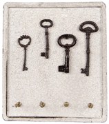 Antikolt Kulcstartó fogas fa fém 4 akasztóval