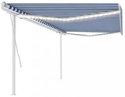 kék és fehér kézzel kihúzható LED-es napellenző 5x3,5 m