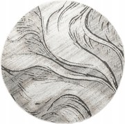 Kerek Szőnyeg Szürke Bézs Hullámok Vonalak Puha Kétszintes Matrac átm. 100 cm