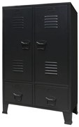ipari stílusú fekete fém ruhásszekrény 67 x 35 x 107 cm