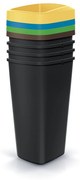 Szeméttároló szett válogatott hulladékhoz, négyzet alakú, 4 x 25 l, színes