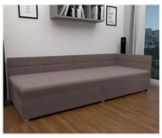 Kárpitozott vendégágy AMSTERDAM, univerzális fejtámlával és tárolóhellyel 90x200 cm, bézs