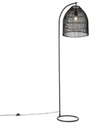 Rusztikus állólámpa fekete rattannal - Sam